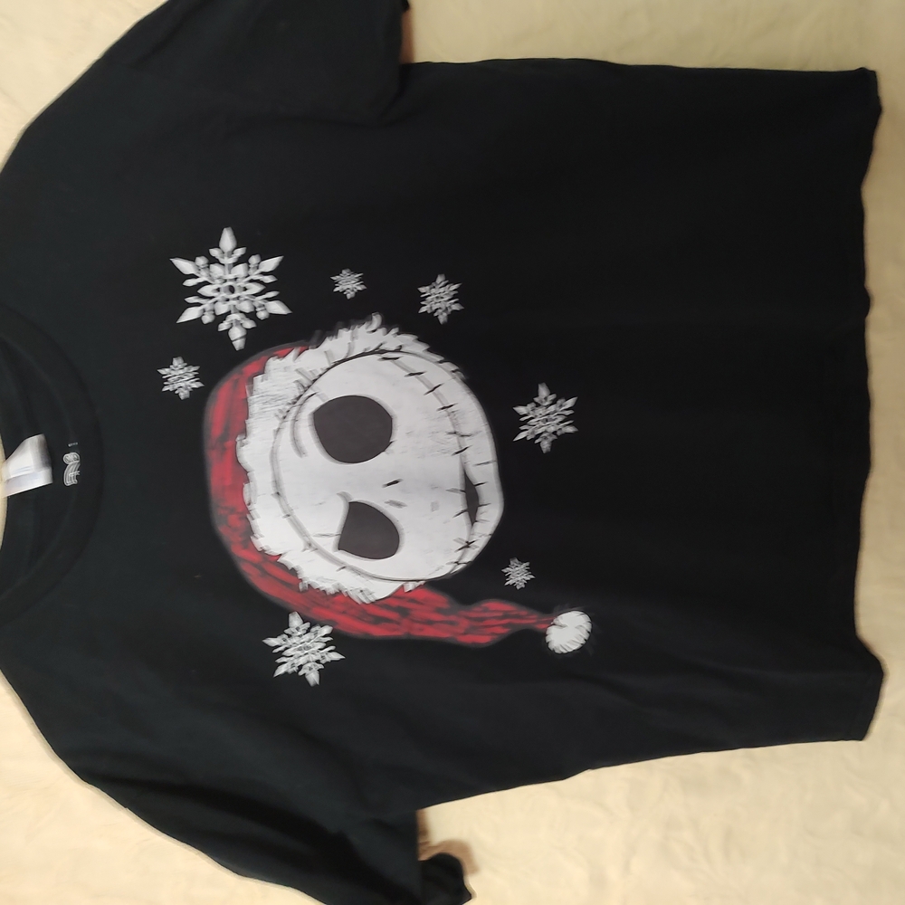 Black T-Shirt with Festive Disney Jack Skeleton XL